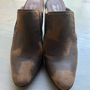 Donald J Pliner Mule Pony Print Leather Wedged Shoes 10M